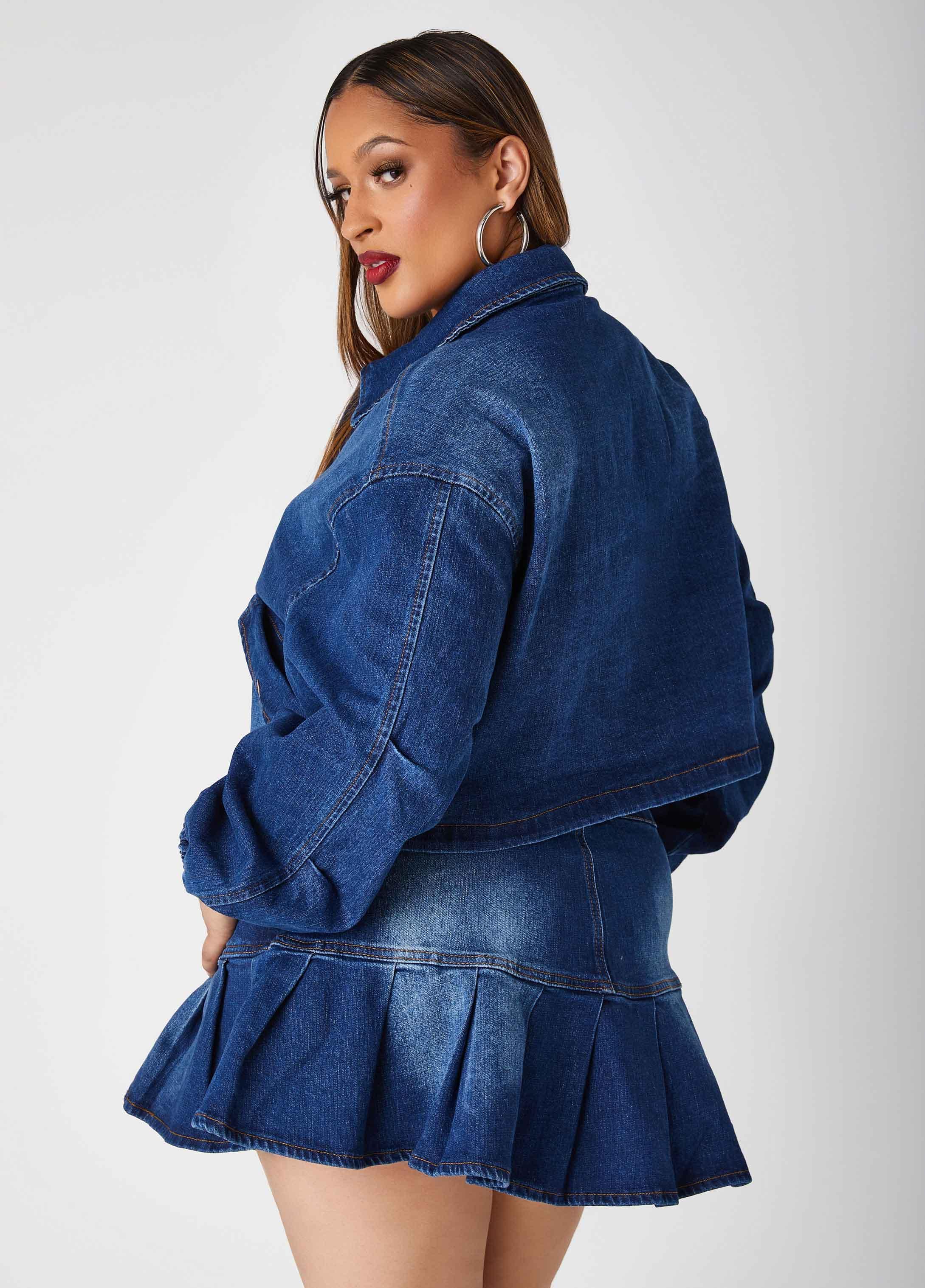 Cropped Drawstring Denim Jacket Product Image