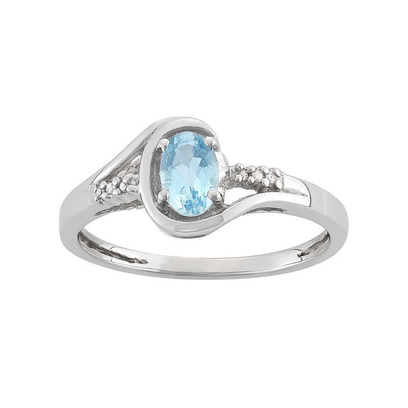 Jewelexcess Sky Blue Topaz & Diamond Accent Sterling Silver Ring, Womens Product Image