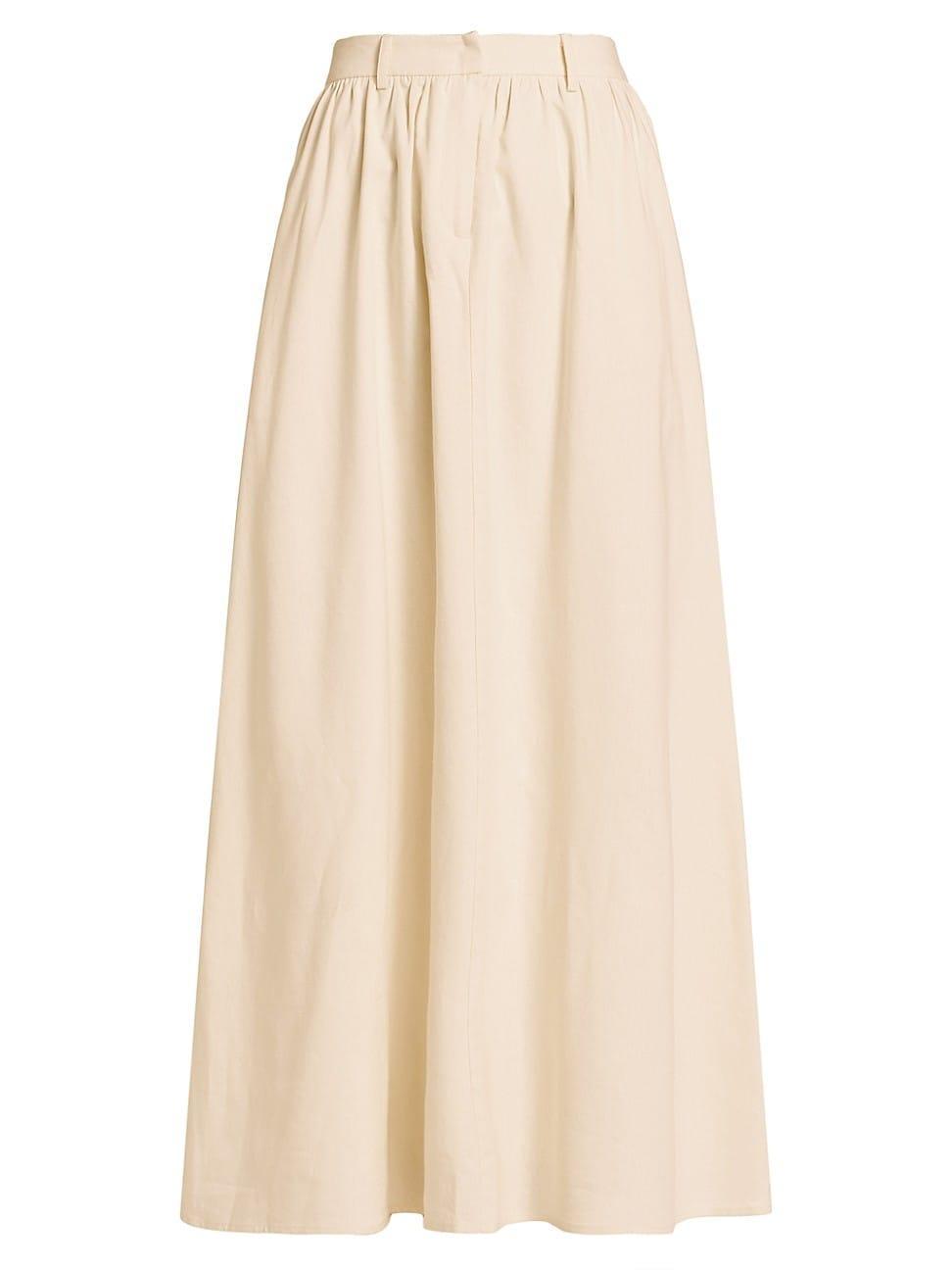 Womens Day Dream Cotton-Linen Gathered Maxi-Skirt Product Image