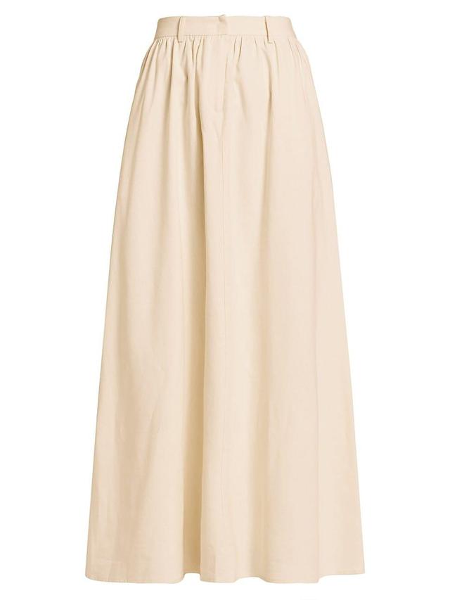 Womens Day Dream Cotton-Linen Gathered Maxi-Skirt Product Image