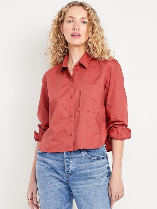 Button-Down Crop Shirt Product Image