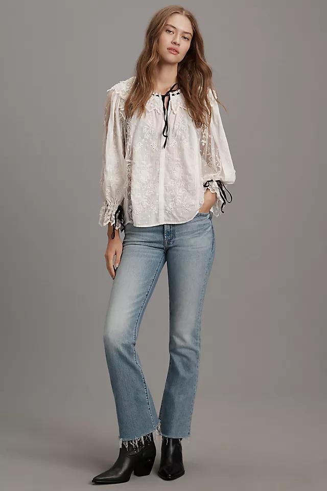 By Anthropologie Coquette Collared Sheer Blouse Product Image