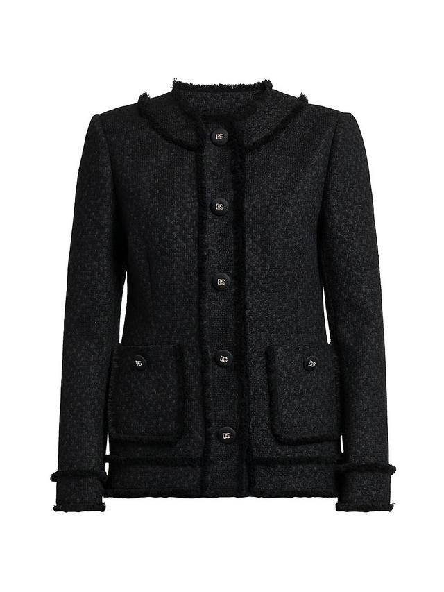 Womens Wool-Blend Tweed Jacket Product Image