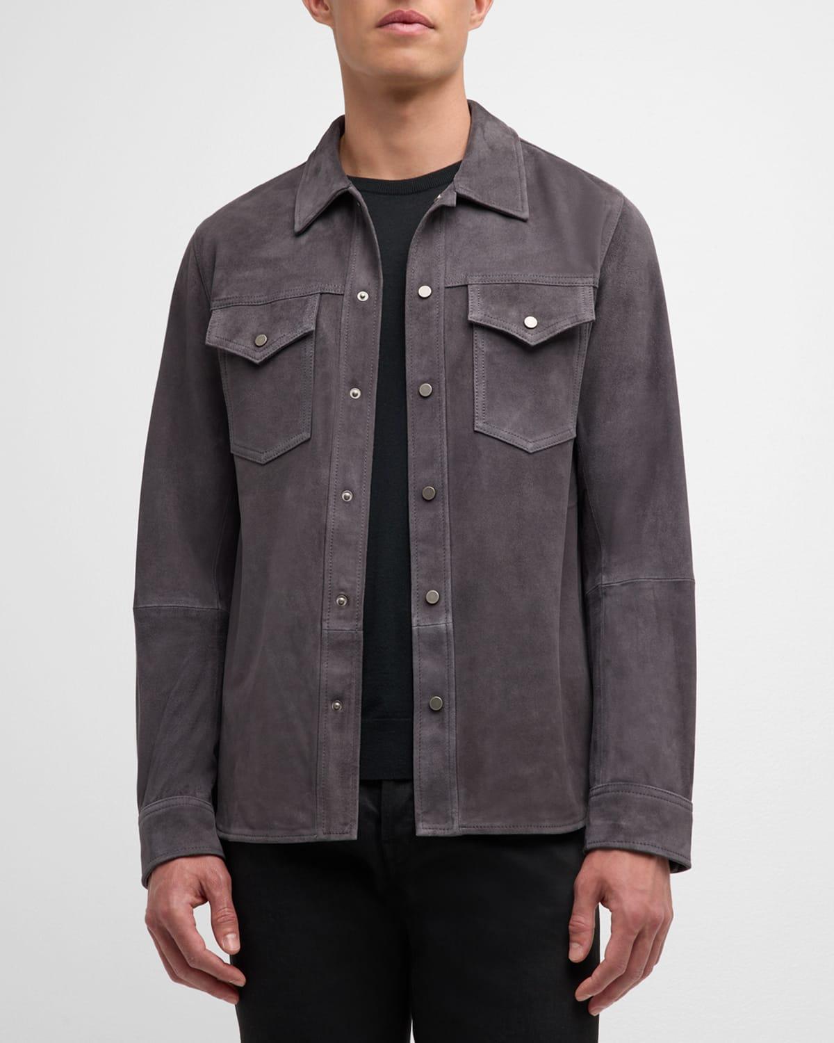 Mens Goat Suede Trucker Shirt Jacket product image