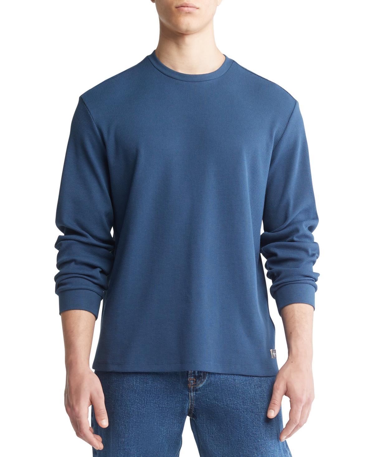 Calvin Klein Mens Classic-Fit Waffle-Knit Long-Sleeve T-Shirt Product Image