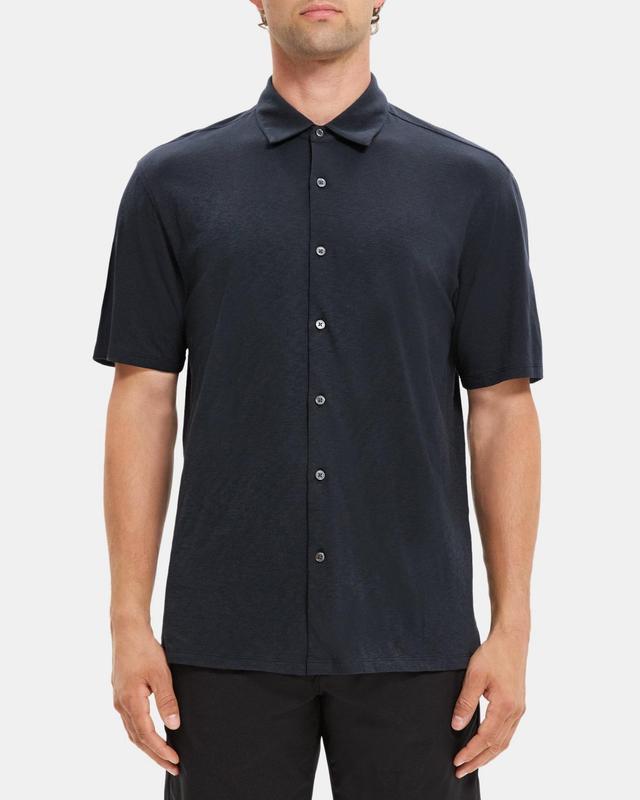 Standard-Fit Short-Sleeve Shirt in Slub Cotton Product Image