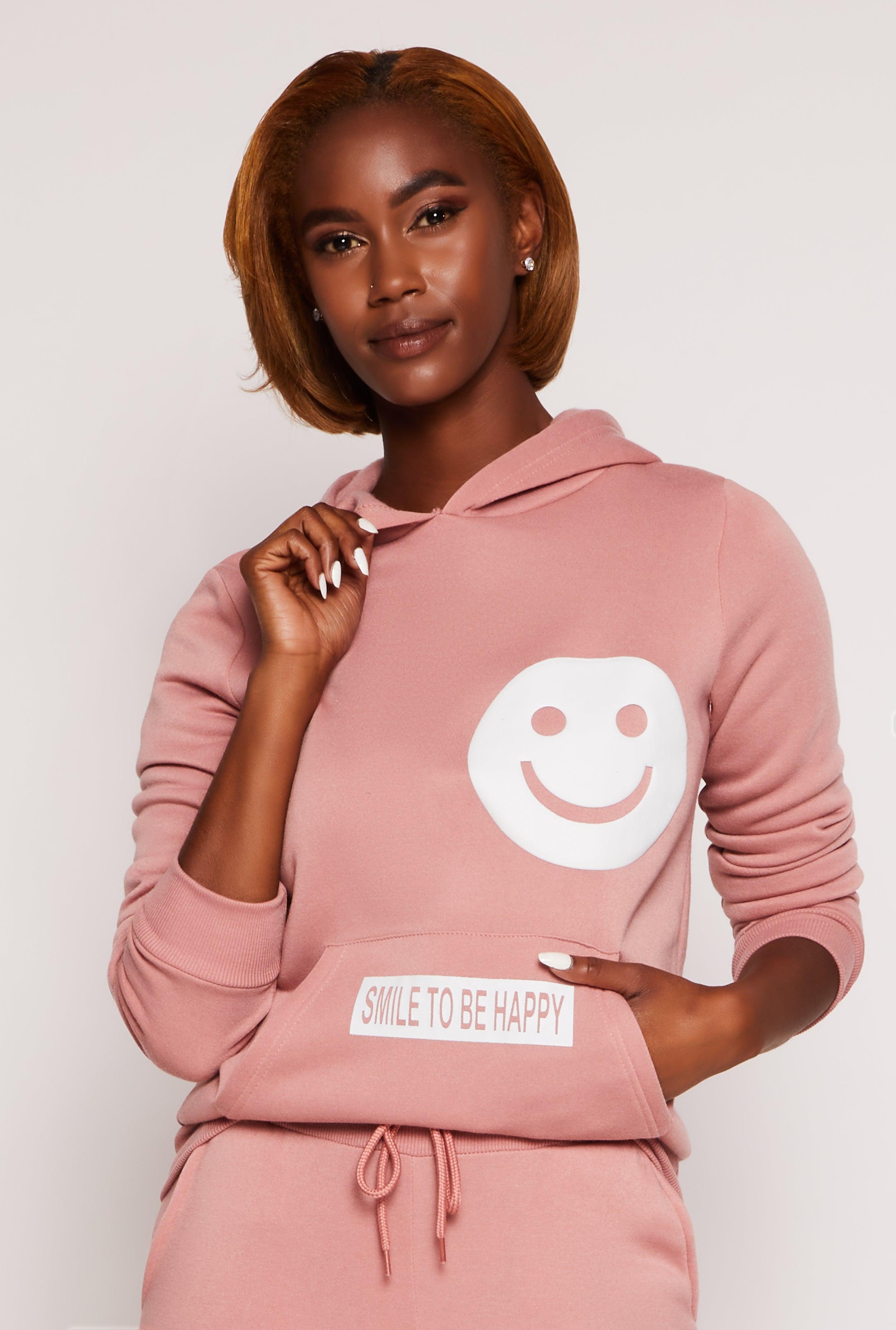 Womens Fleece Smile To Be Happy Pullover Hoodie Product Image