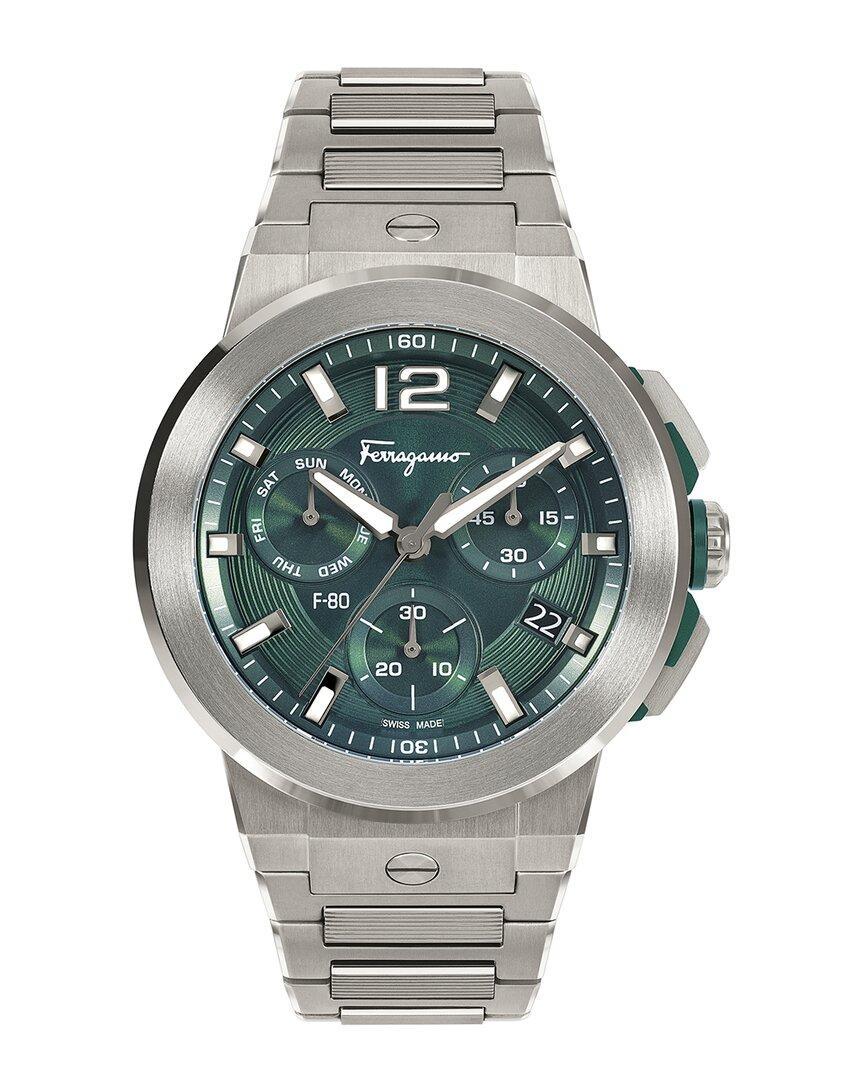 FERRAGAMO Men's F-80 Titanium Tech Chronograph Bracelet Watch In Teal Product Image