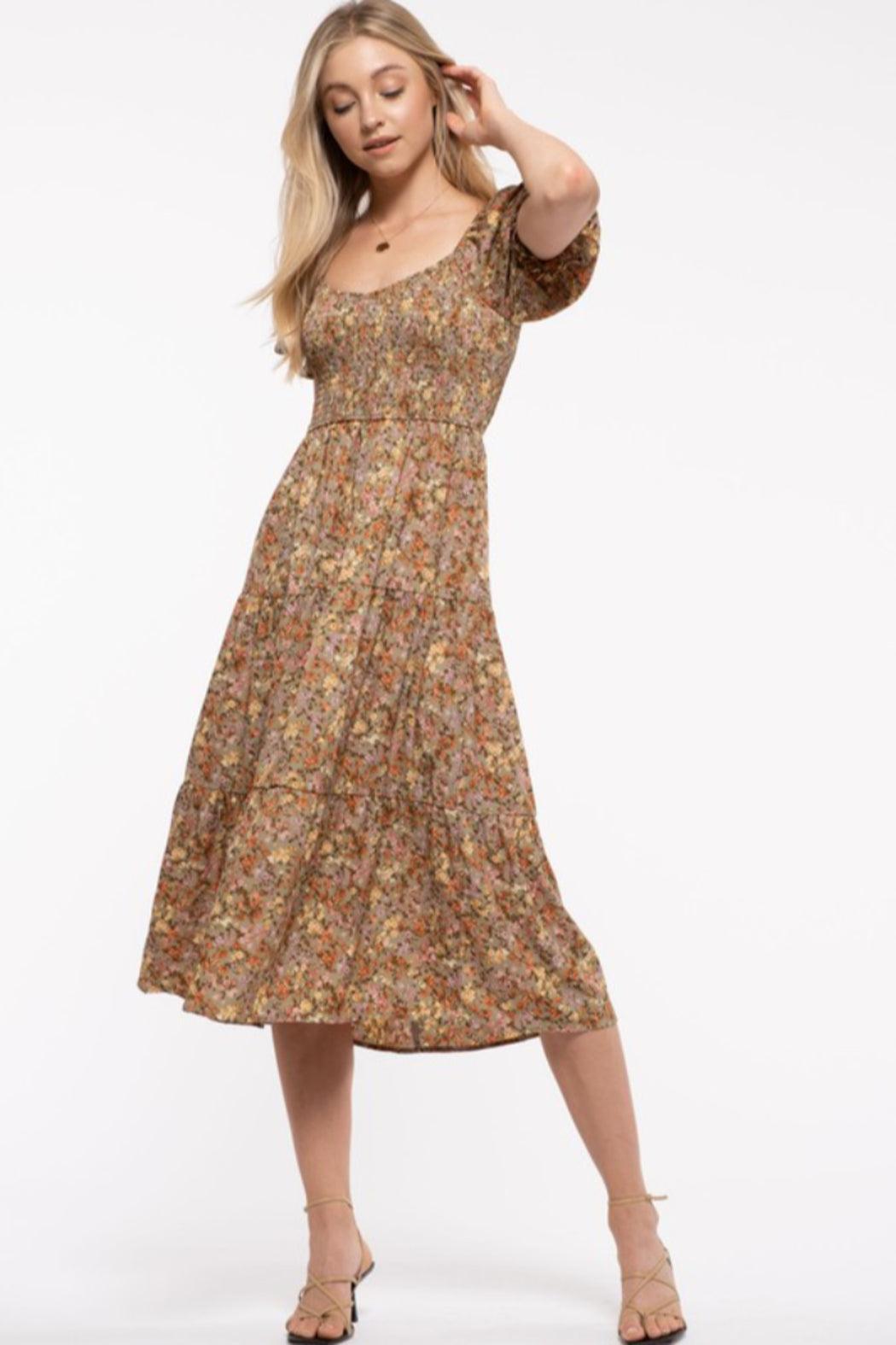 Floral Smocked Midi Dress Product Image