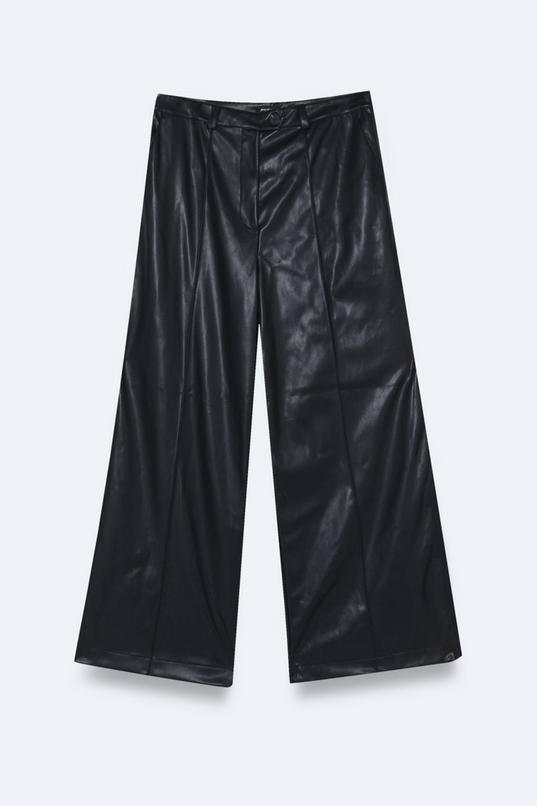 Plus Size Faux Leather Wide Leg Pants Product Image