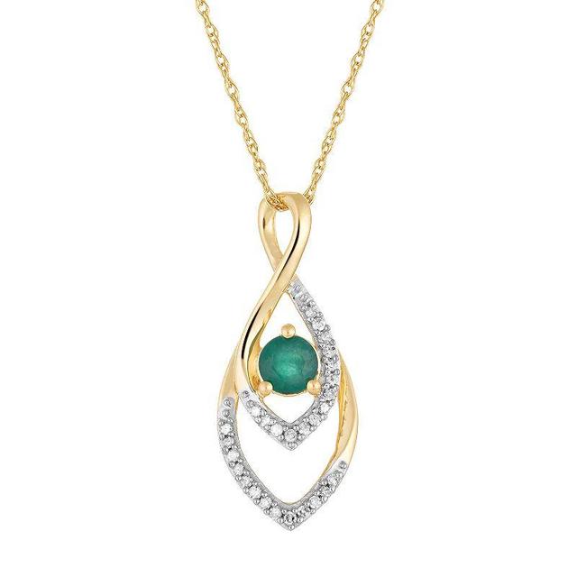 10k Gold Emerald & Diamond Accent Pendant Necklace, Womens Product Image