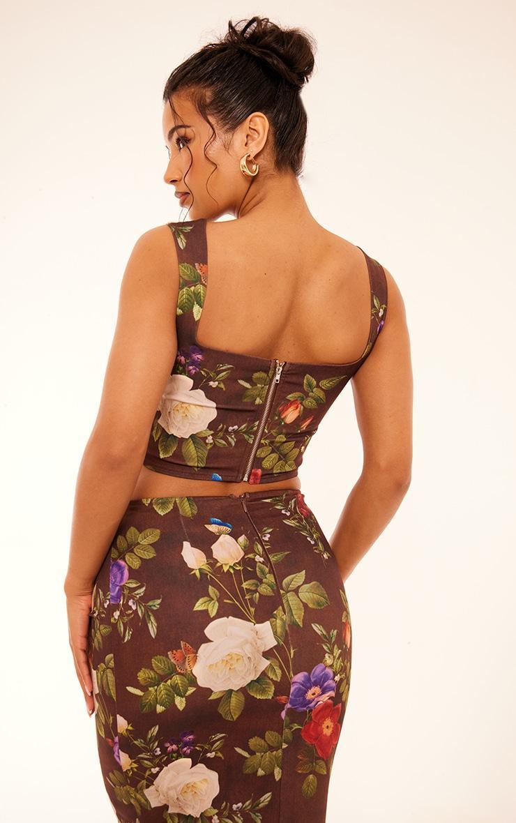 Brown Floral Print Corset Product Image