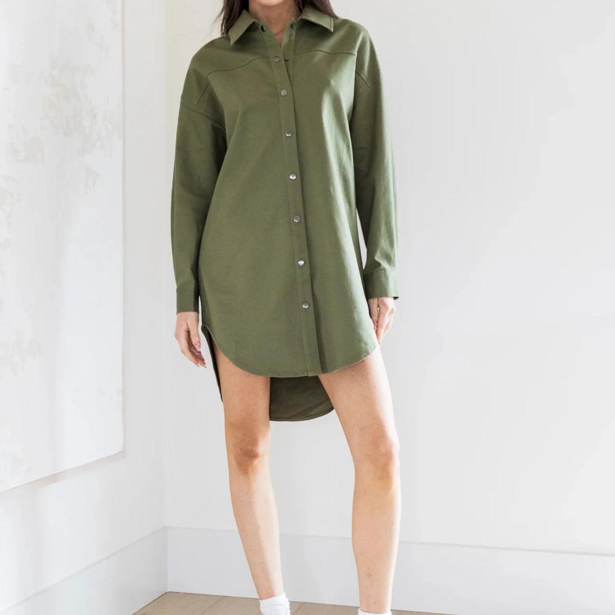 SALLY SHIRTDRESS - OLIVE product image