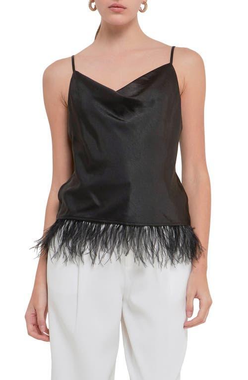 Endless Rose Feather Hem Satin Camisole Product Image