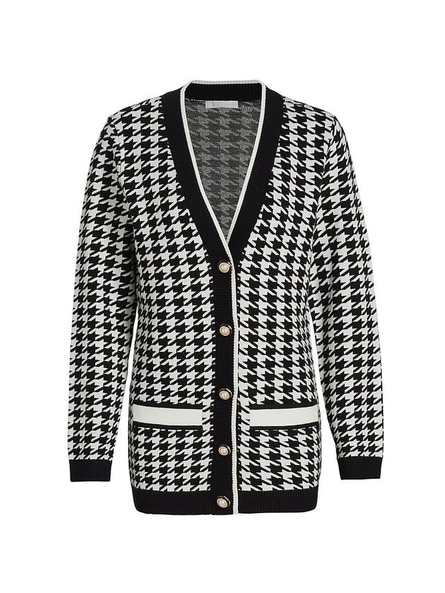 Womens Two-Toned Houndstooth Cardigan Product Image