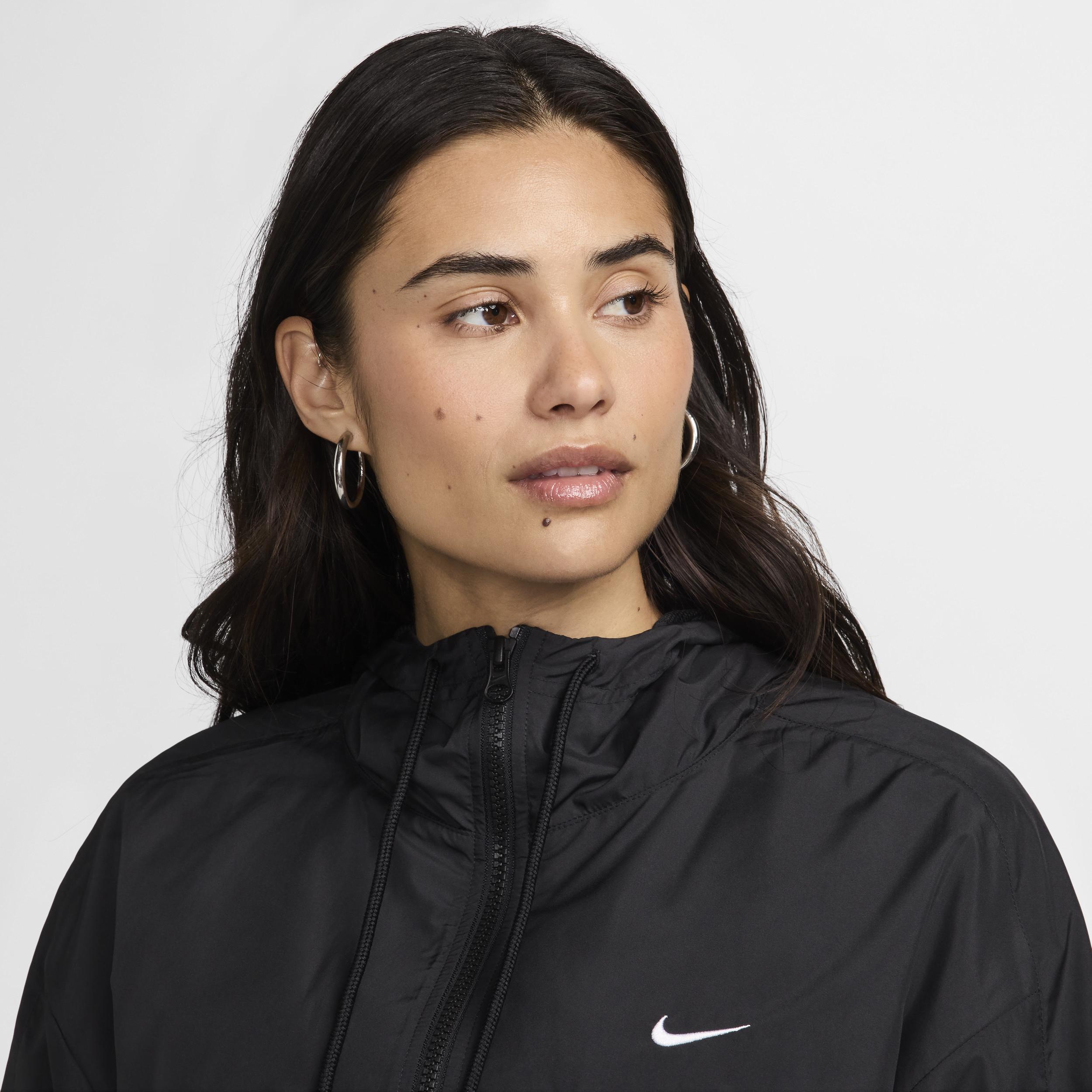 Nike Womens Sportswear Classic Zip-Front Hooded Jacket - Black Product Image