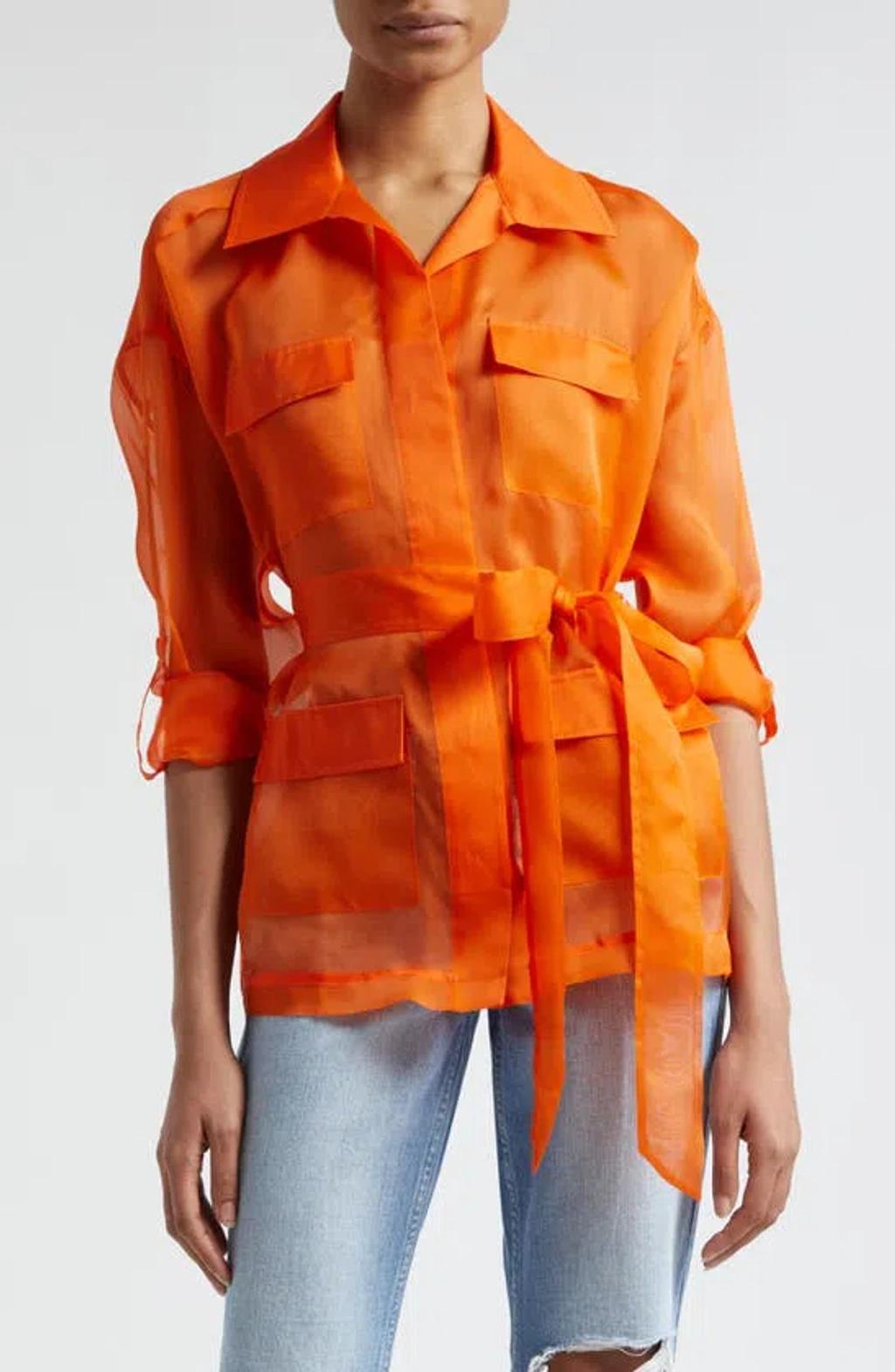 Colson Silk Organza Jacket In Pop Orange Product Image