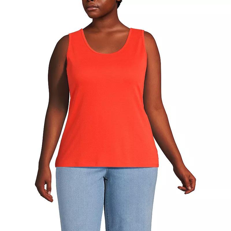 Plus Size Lands End Cotton Scoopneck Tank Top, Womens Bright Green Product Image