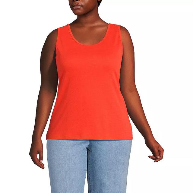 Plus Size Lands End Cotton Scoopneck Tank Top, Womens Bright Green Product Image