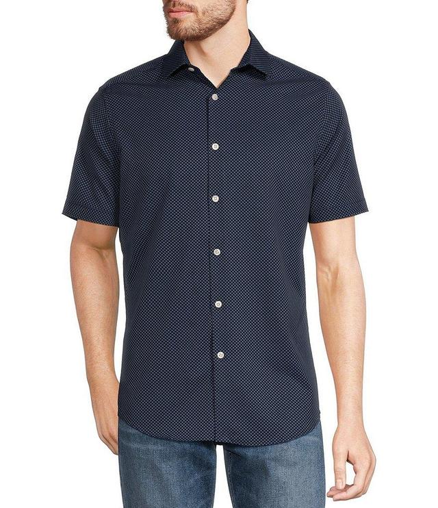 Murano Slim Fit Performance Geometric Print Short Sleeve Woven Shirt Product Image