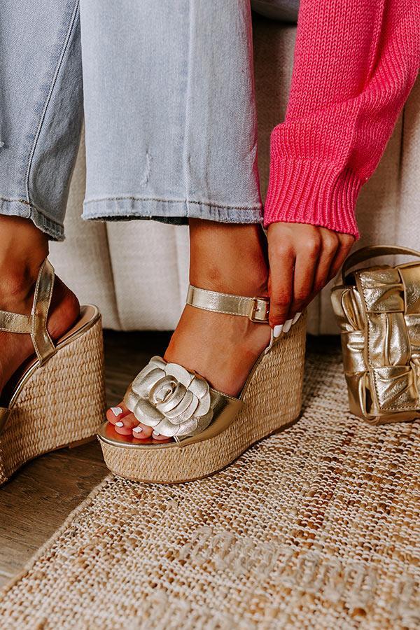 The Flora Metallic Wedge in Gold Product Image