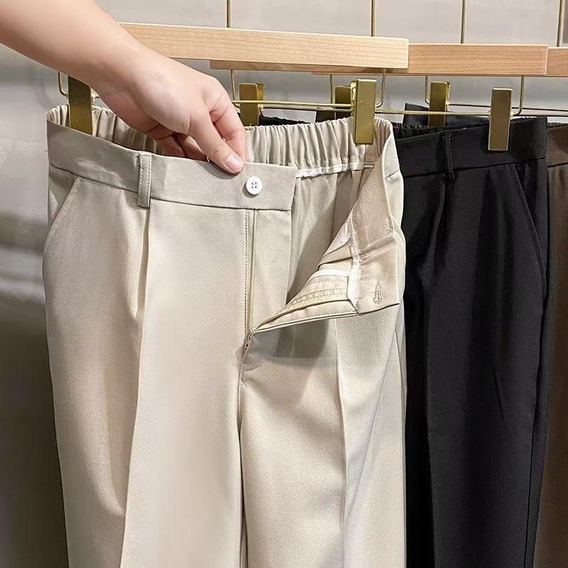 High Waist Plain Tapered Dress Pants Product Image