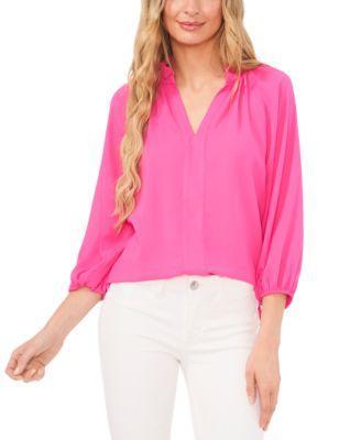 CeCe Womens V-Neck 3/4-Sleeve Blouse Product Image