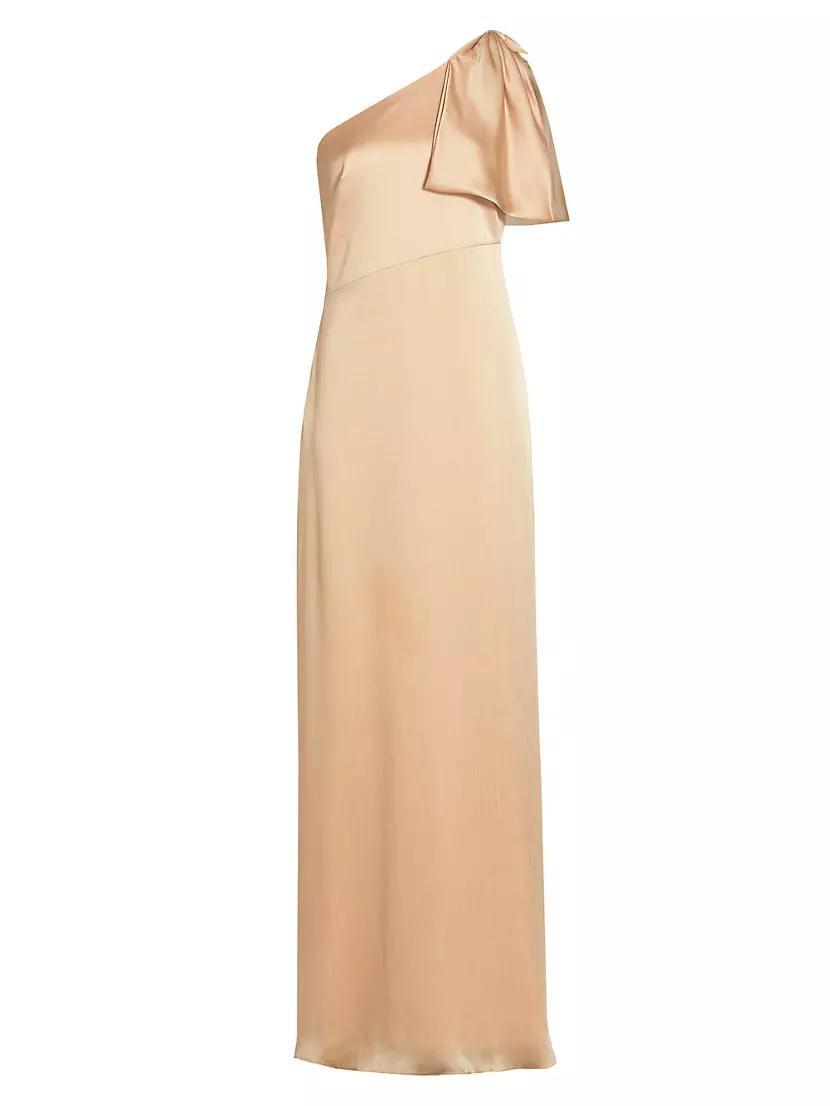 Chelsea Crinkle Satin One-Shoulder Gown Product Image