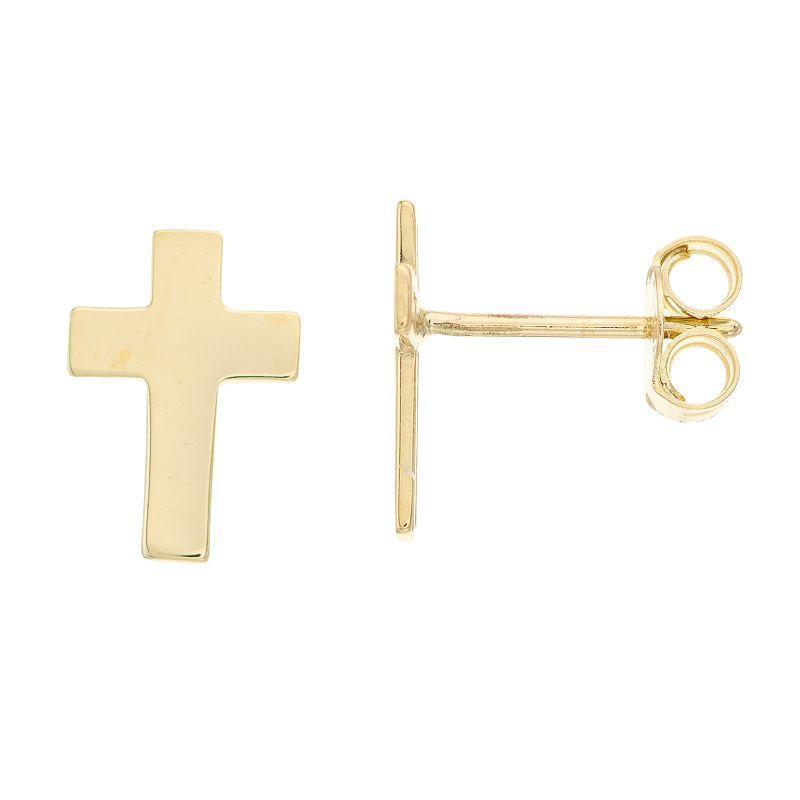 Au Naturale 14k Gold Cross Stud Earrings, Womens Product Image