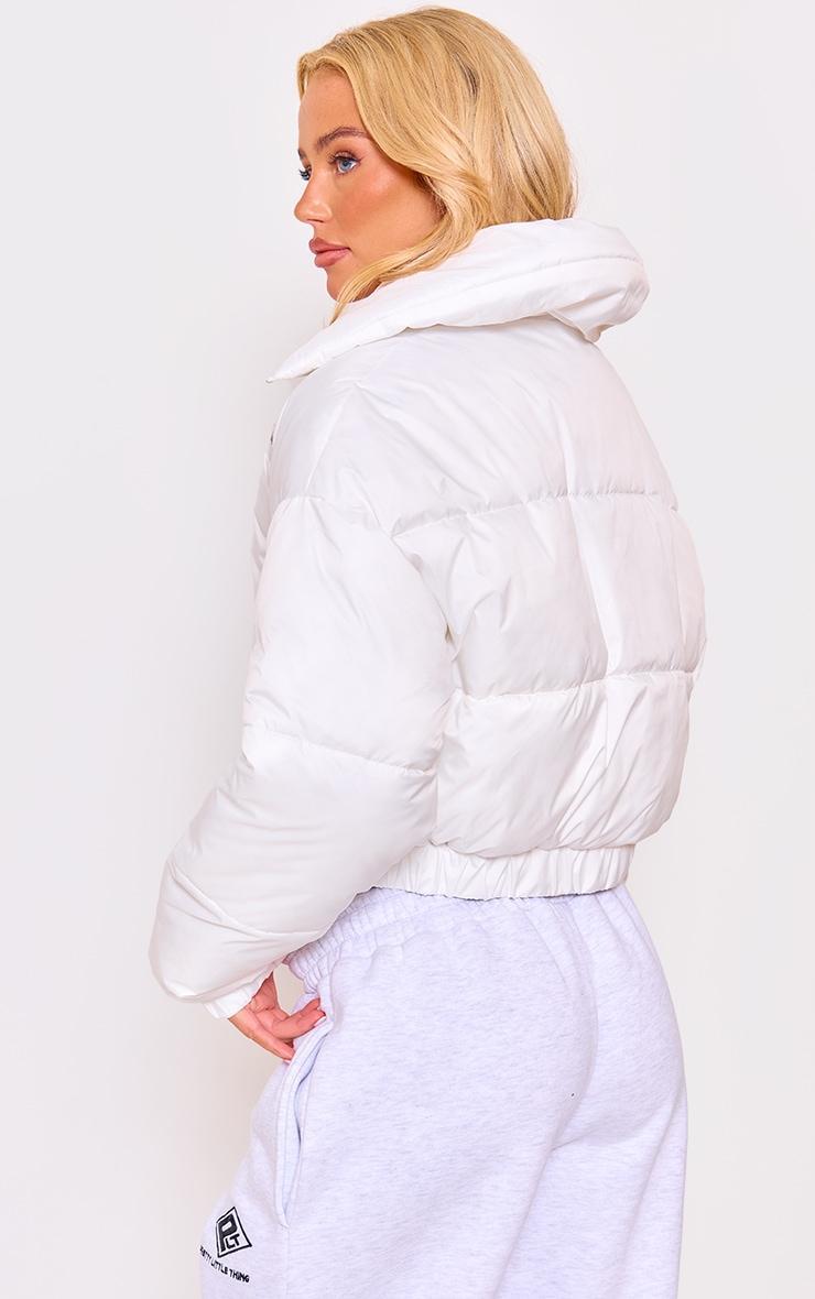 White Cropped Puffer Jacket Product Image