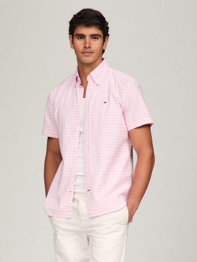 Tommy Hilfiger Men's Regular Fit Gingham Short-Sleeve Oxford Shirt Product Image