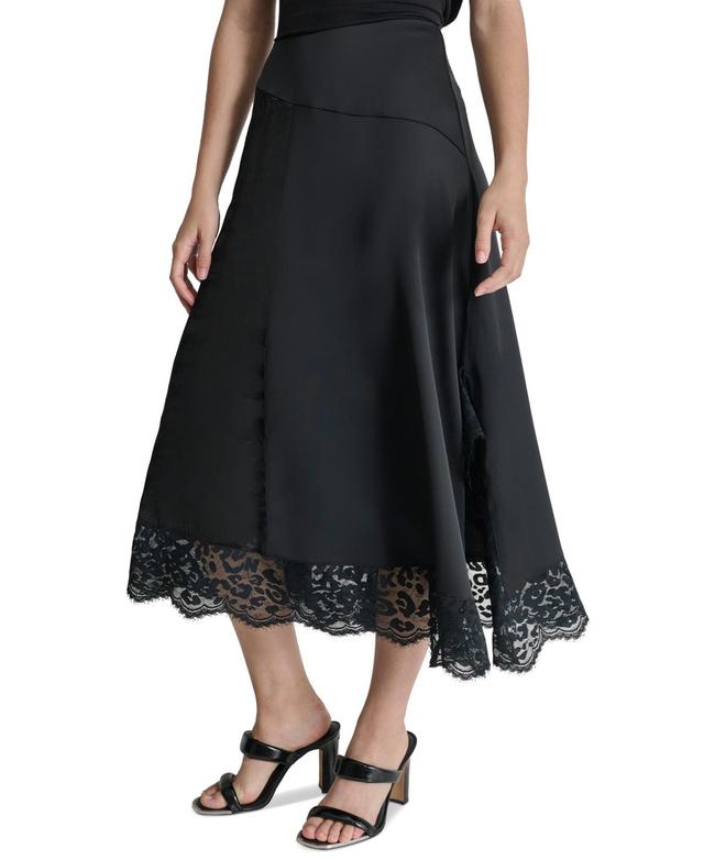 Dkny Womens Asymmetric Side-Slit Midi Skirt - Blk Product Image