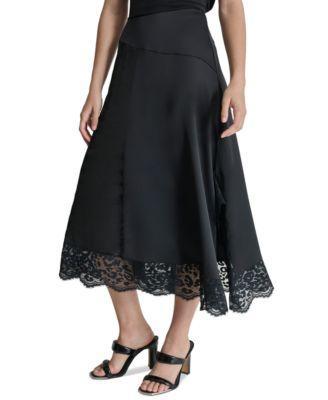 Dkny Womens Asymmetric Side-Slit Midi Skirt - Blk product image