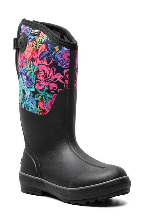Bogs Women's Classic II Tall Adjustable Calf Boot-Rose Garden Black Multi Product Image