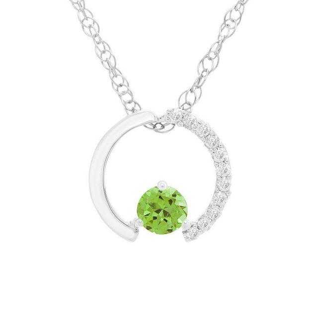 Boston Bay Diamonds Sterling Silver Gemstone & 1/10 Carat T.W. Diamond Circle Pendant Necklace, Womens Green Product Image