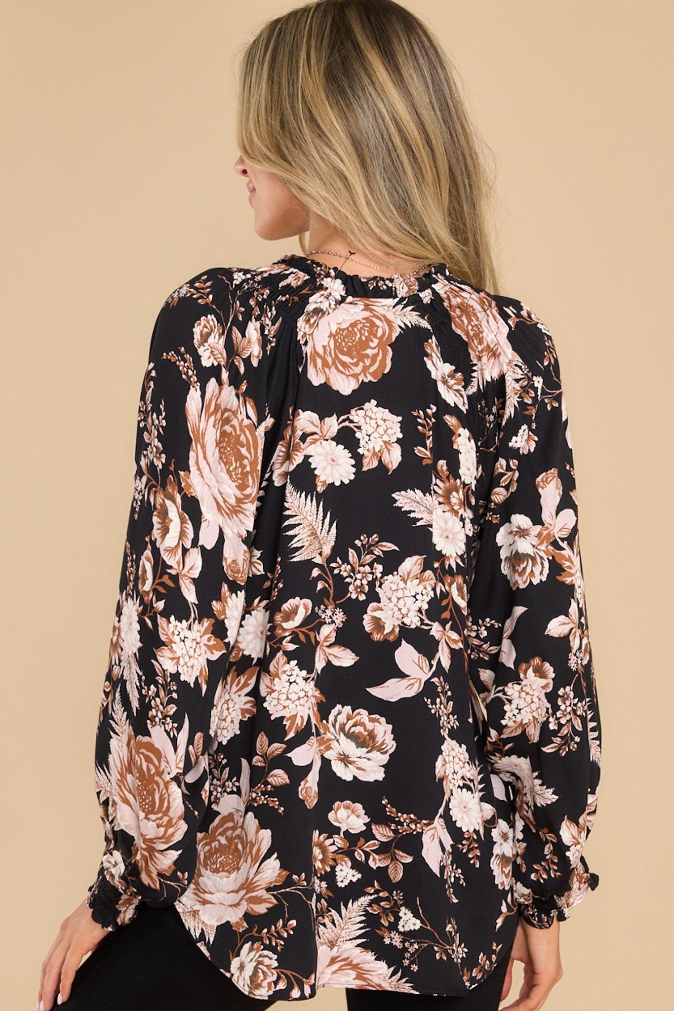 Display Of Affection Black Floral Top Product Image