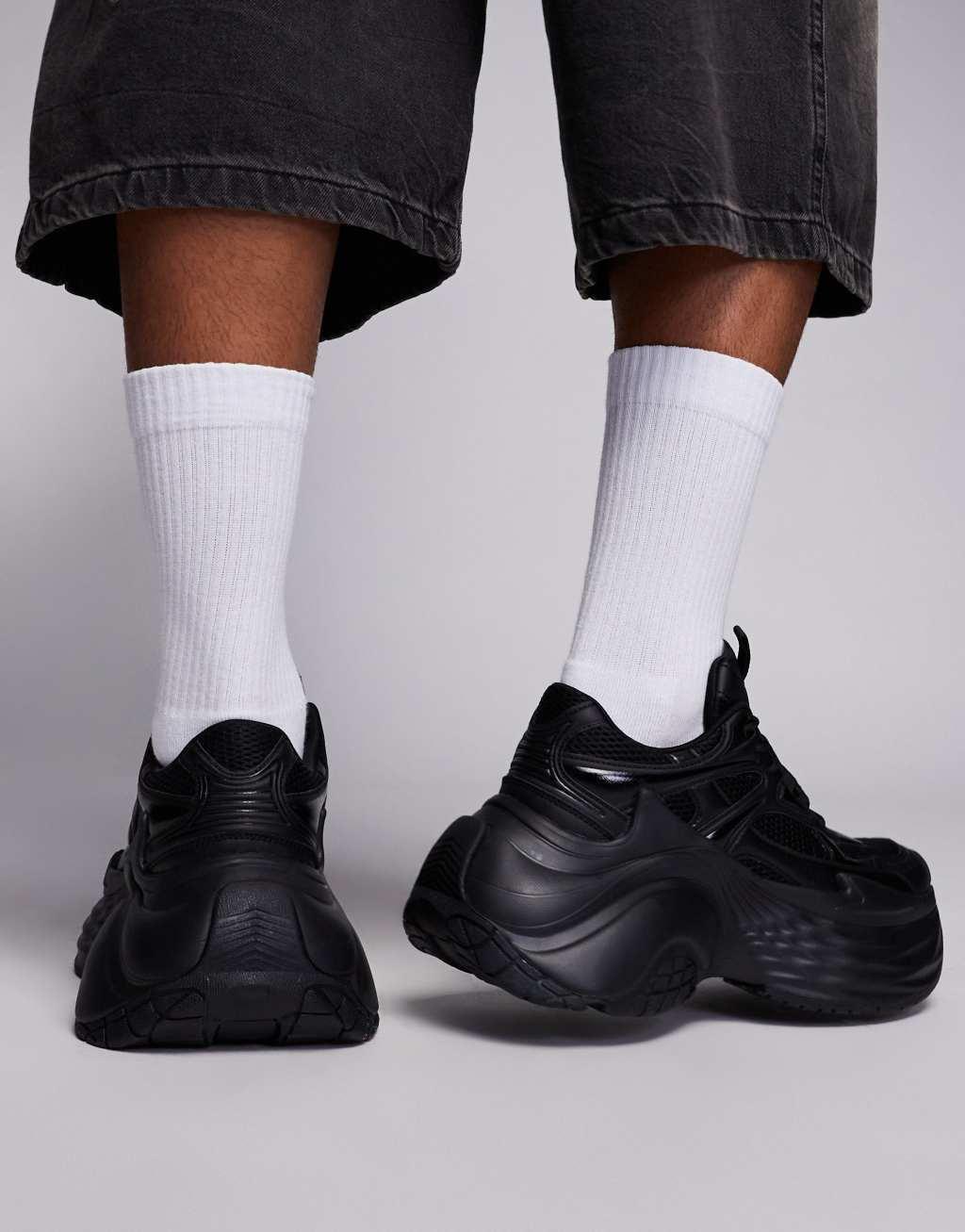 ASOS DESIGN sneakers in black with chunky sole Product Image