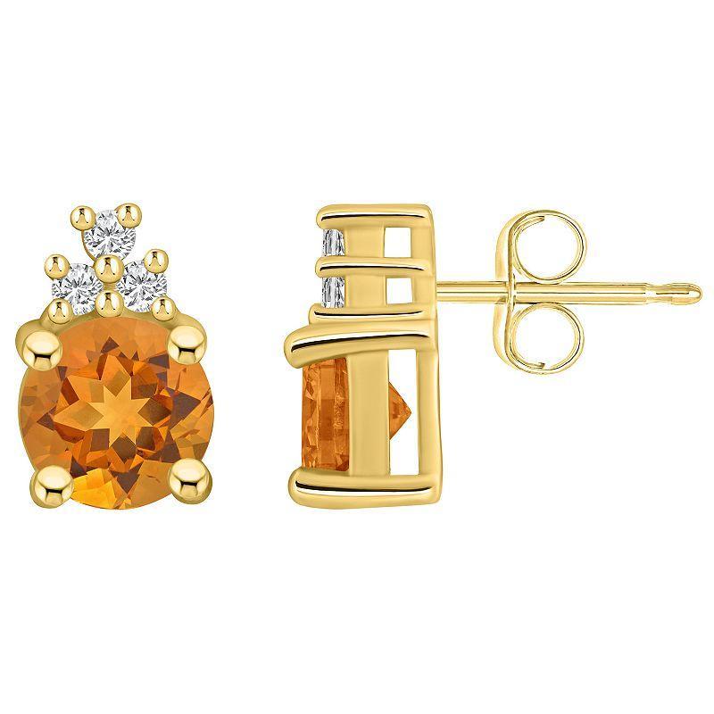 Alyson Layne 14k White Gold Round Citrine & 1/10 Carat T.W. Diamond Earrings, Womens Product Image