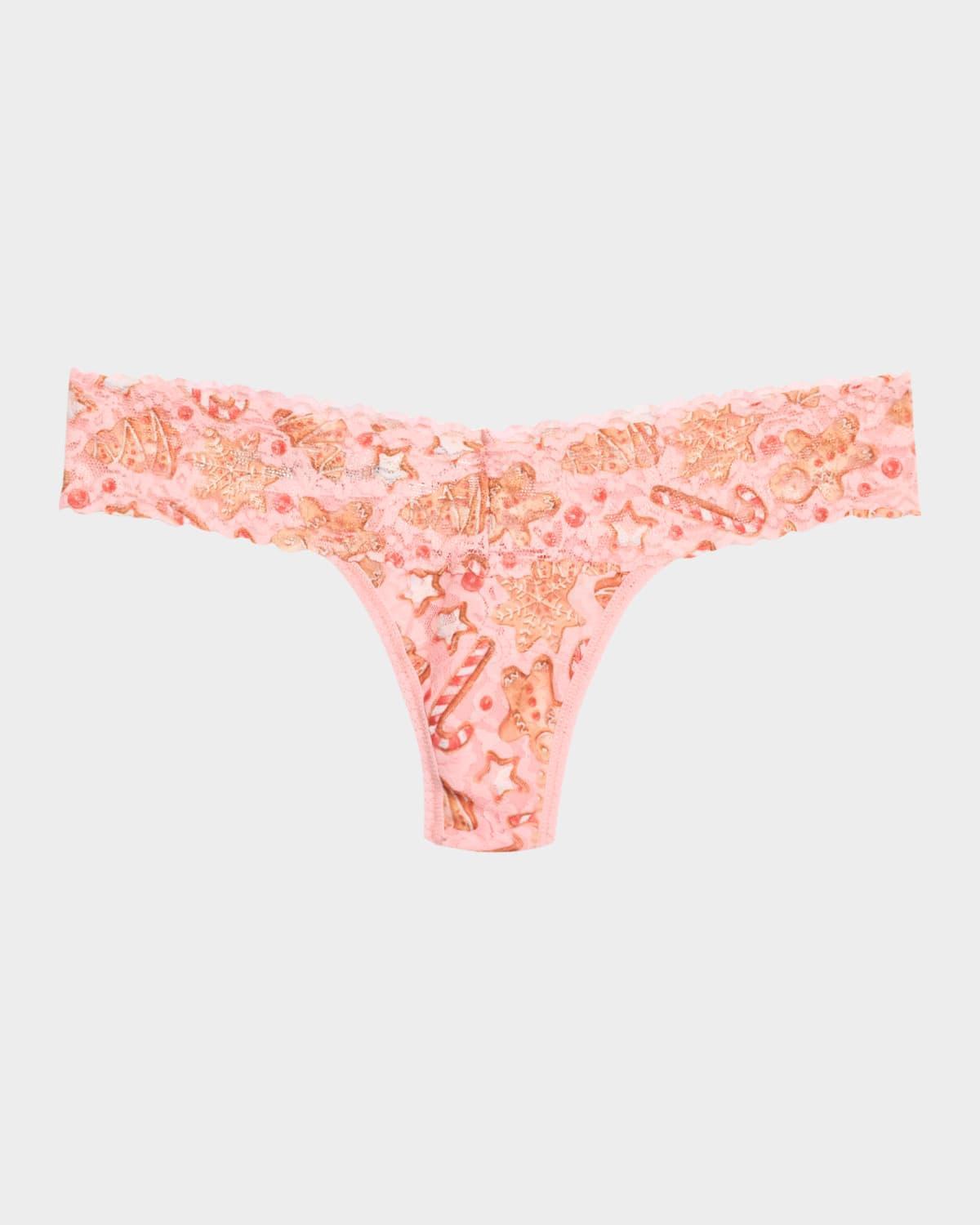 Printed Low-Rise Signature Lace Thong Product Image