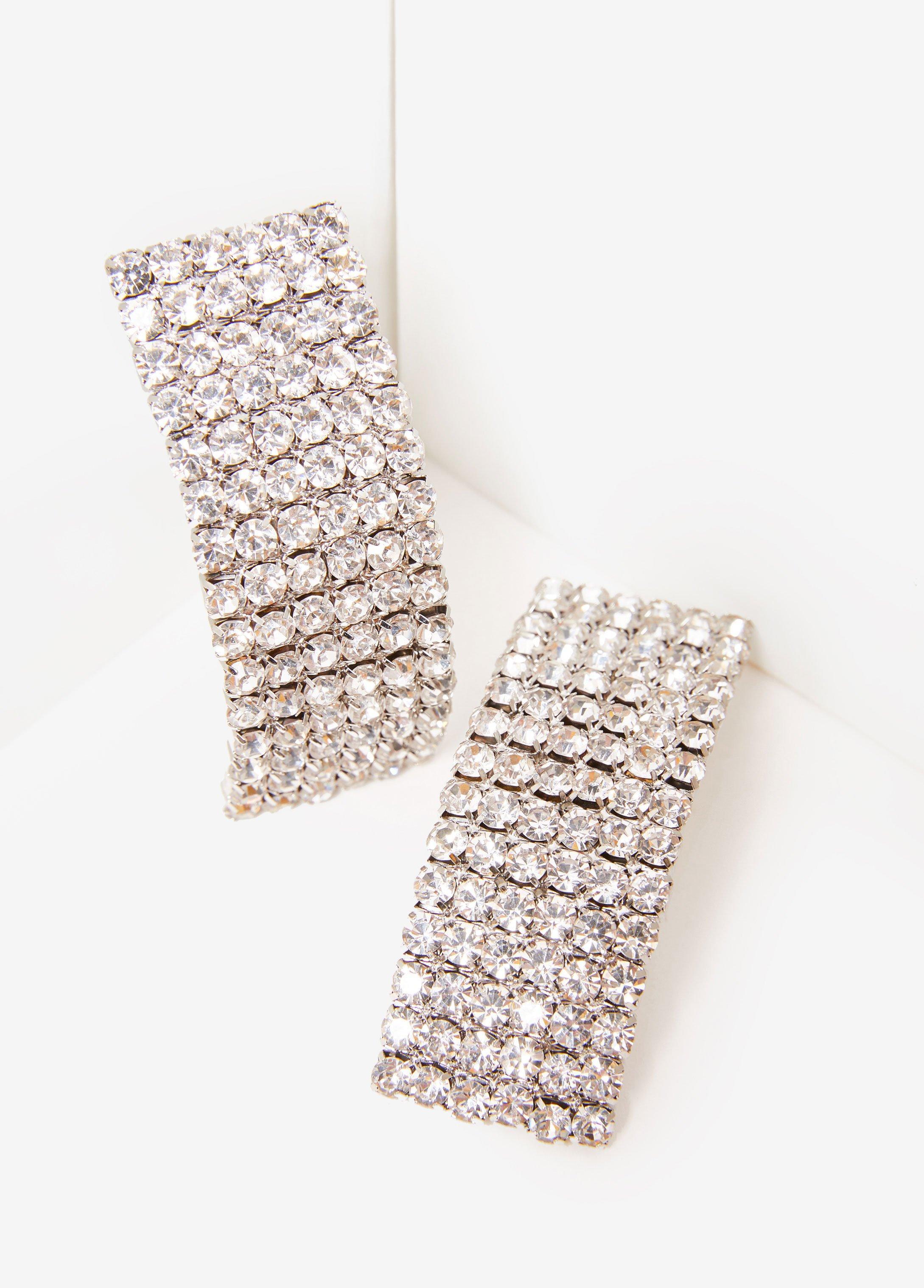 Silver Tone Pave Crystal Earrings Product Image