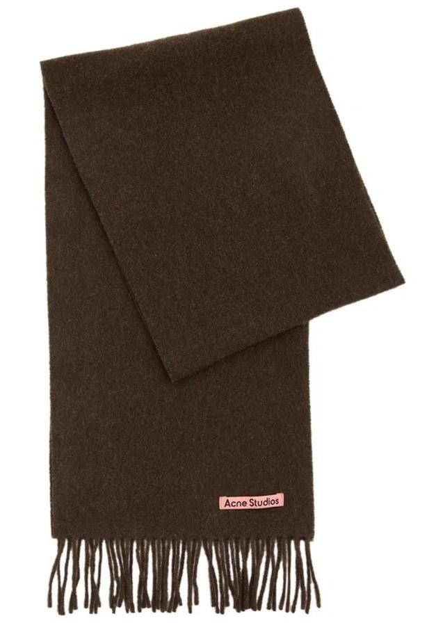 ACNE STUDIOS Canada Fringed Wool Scarf In Brown Product Image