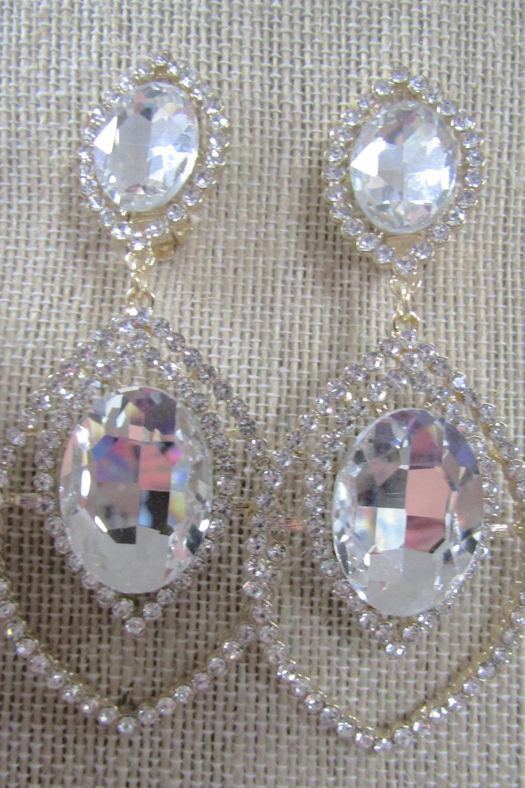 Striking Rhinestone Drop Clip Earring Female Product Image