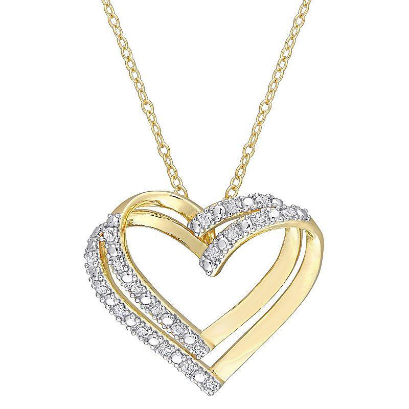 Stella Grace Sterling Silver 1/5 Carat T.W. Diamond Open Heart Pendant Necklace, Womens White Product Image