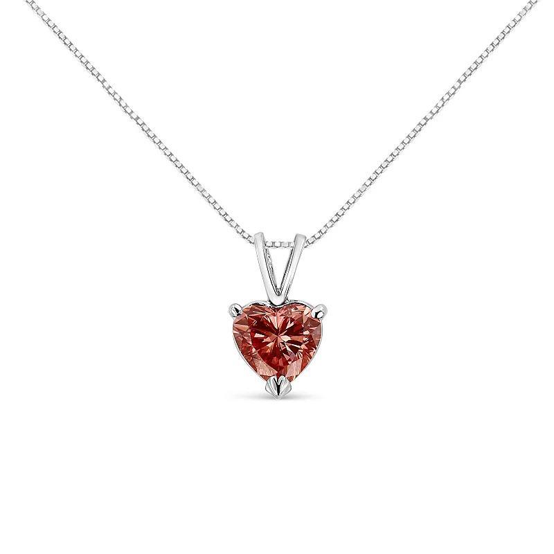 Haus of Brilliance 14k White Gold 1 Carat T.W. Lab-Grown Pink Heart Diamond Solitaire Pendant Necklace, Womens Product Image