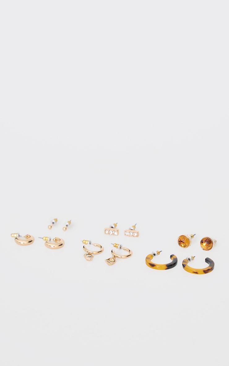 Gold Resin & Jewel Detail Multipack Earrings Product Image