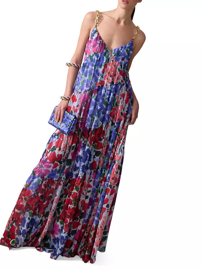 Floral Pleated Asymmetric Seam Maxi Dress Product Image