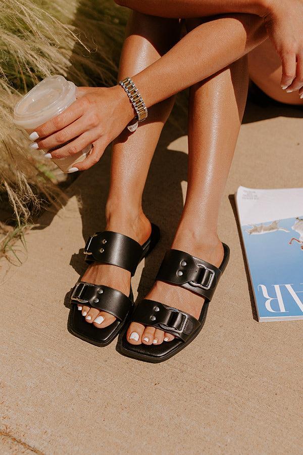 The Bella Faux Leather Sandal In Black Product Image