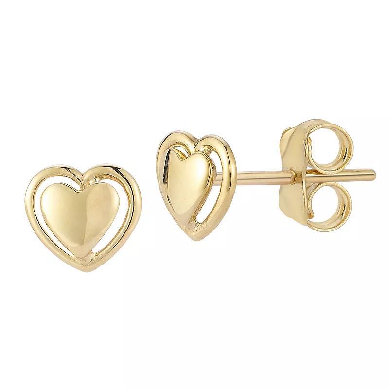 LUMINOR GOLD 14k Gold Heart Stud Earrings, Womens Product Image