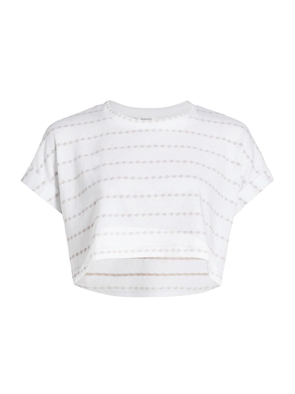 Womens Skyler Striped Cotton-Blend Crop T-Shirt Product Image