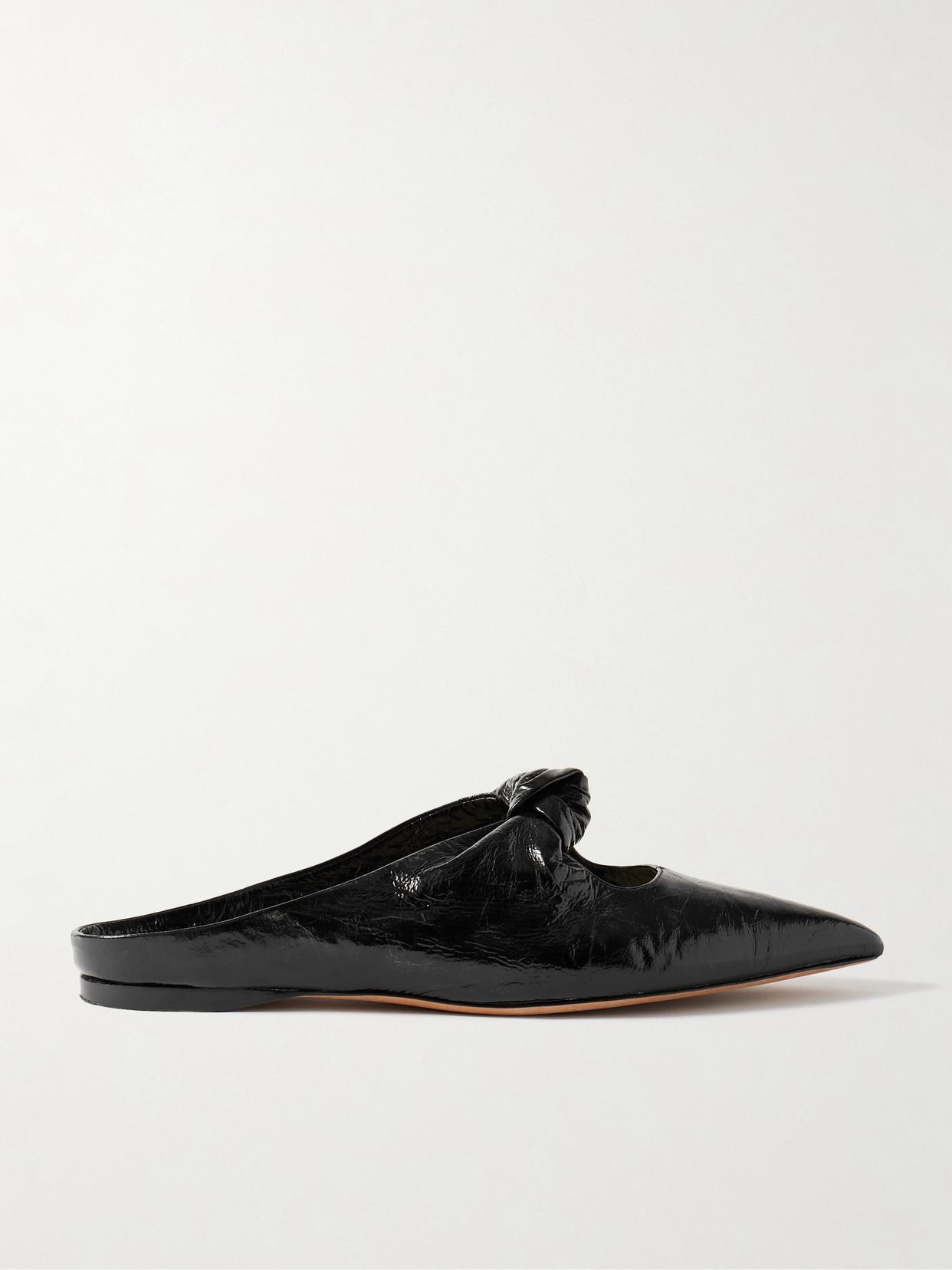 Rowan Crinkle Leather Ballerina Mules In Black Product Image